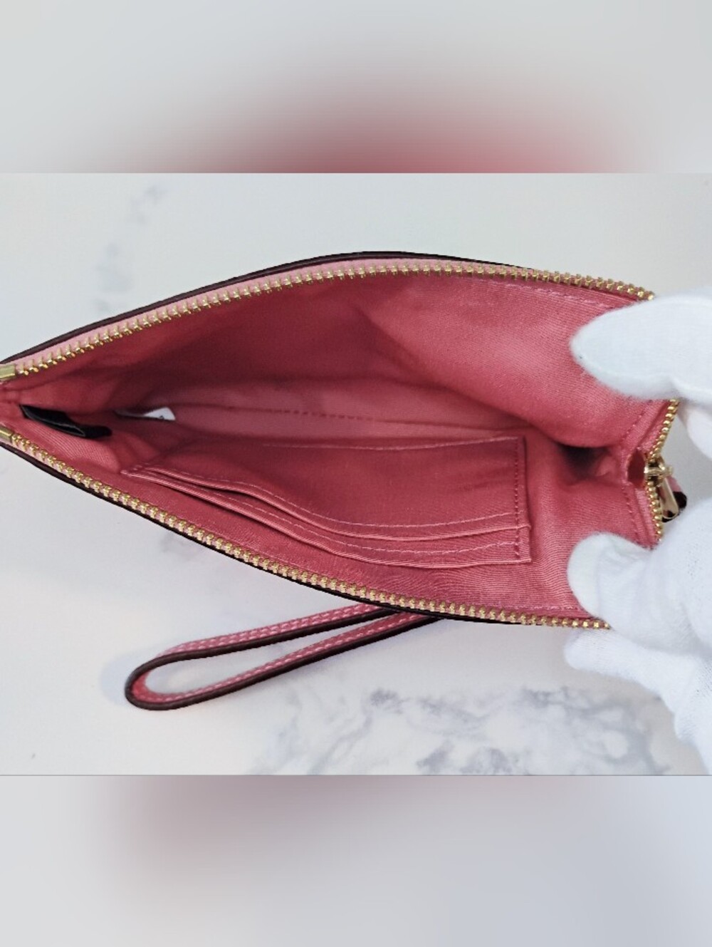 EUC COACH Leather Wristlet - Coral Pink w/GHW - Picture 5 of 8